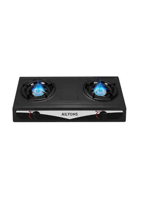 Ailyons Gas Stove, Double Burner, Stainless Steel - GS013-3
