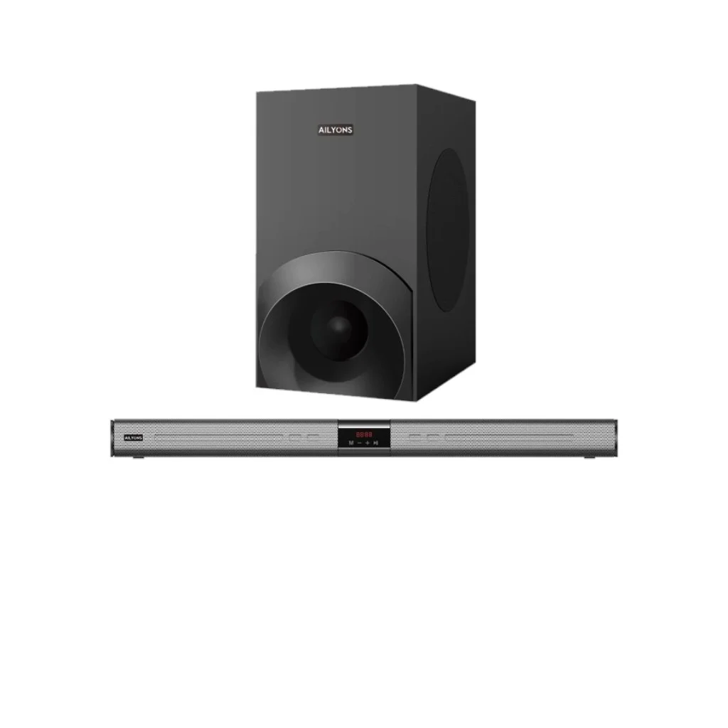Ailyons SB501K 2.1 Channel Soundbar Speaker System with Wired Subwoofer, Bluetooth, USB, AUX & Remote Control