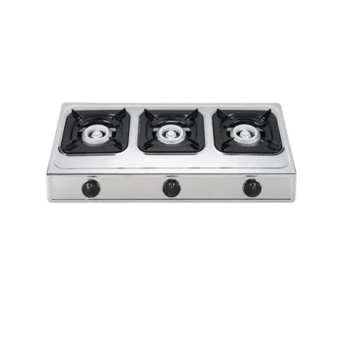 Amaze 3 Gas Burner Automatic Ignition Table Top Gas Cooker – Stainless Steel, Non-Stick Heavy Body