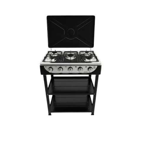 Eurochef 60x60 Free-Standing 5 Gas Burner Cooker with Storage Shelves – Stainless Steel