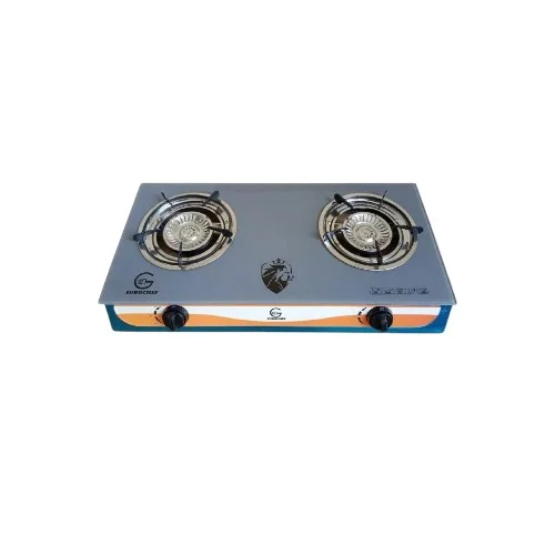 Eurochef 2-Burner Glass Table Top Gas Cooker with Auto Ignition, ST-B002M