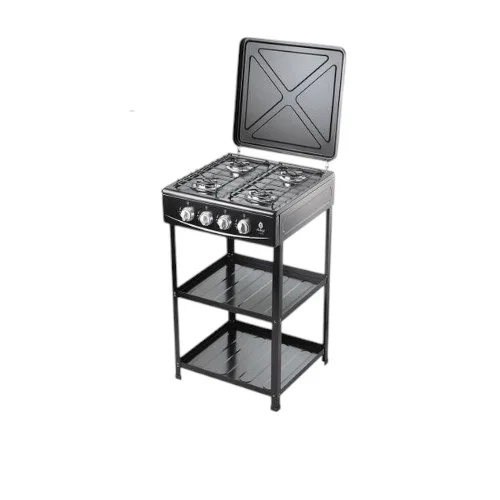 Nunix 4 Gas Burner Standing Cooker with Storage Shelves