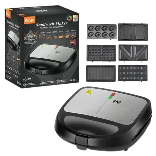 RAF 6-in-1 Electric Sandwich Maker, Donut, Panini & Waffle Maker