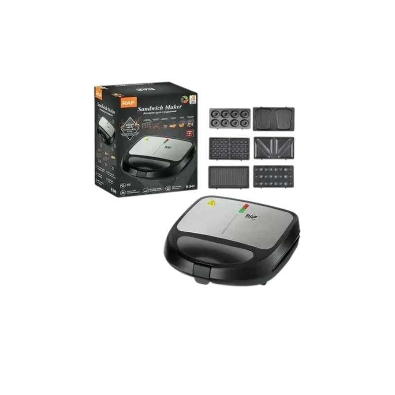 RAF 6-in-1 Electric Sandwich Maker, Donut, Panini & Waffle Maker