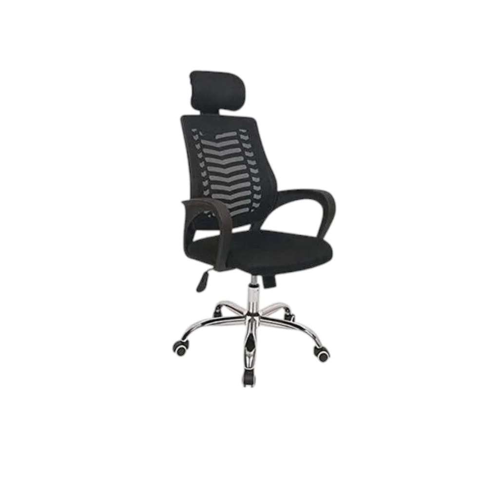 Secretarial Mesh Office Chair with Headrest – Ergonomic Adjustable Swivel Desk Chair with Lumbar Support & Breathable Back