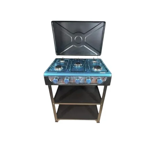 Starlux 5 Burner Standing Cooker with Storage Shelves, Stainless Steel Finish